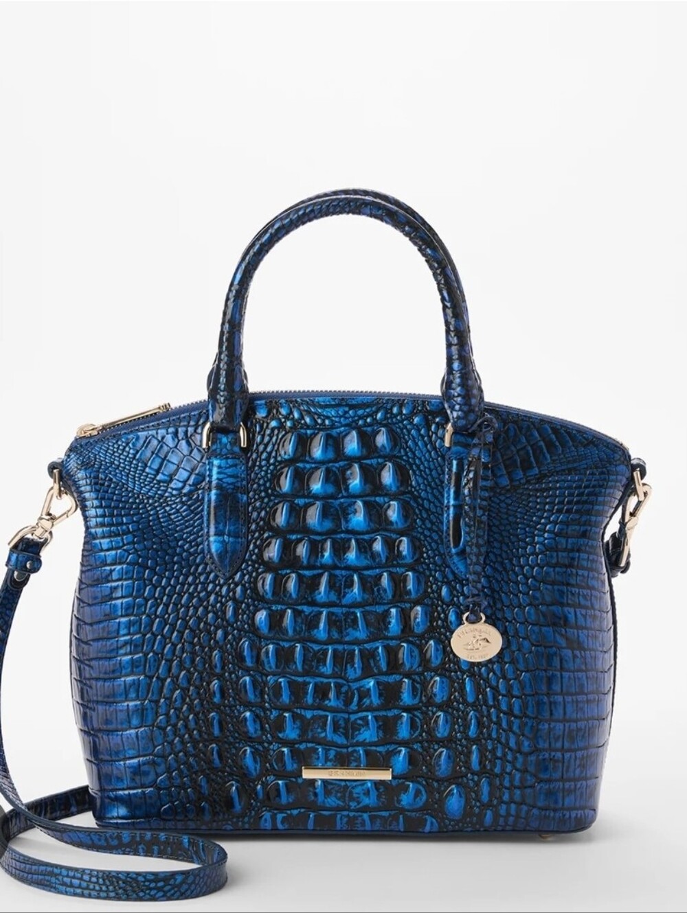 💙▪️Brahmin▪️ Enchanted Blue Croc-Embossed Duxbury Satchel Leather Tote Bag